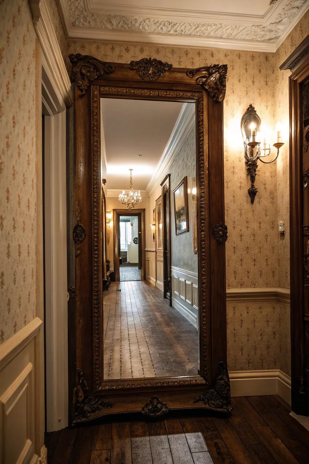 Mirrors enhance space by reflecting light and adding depth.