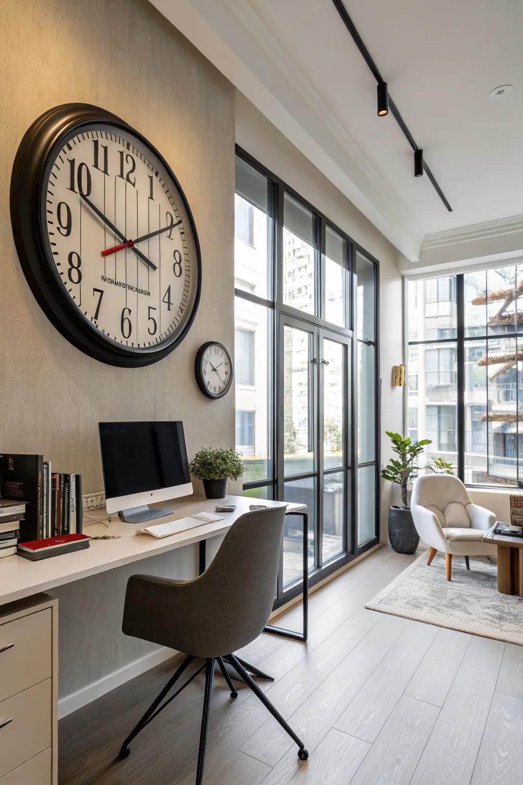 A contemporary hour marker that complements the modern style of a home office.