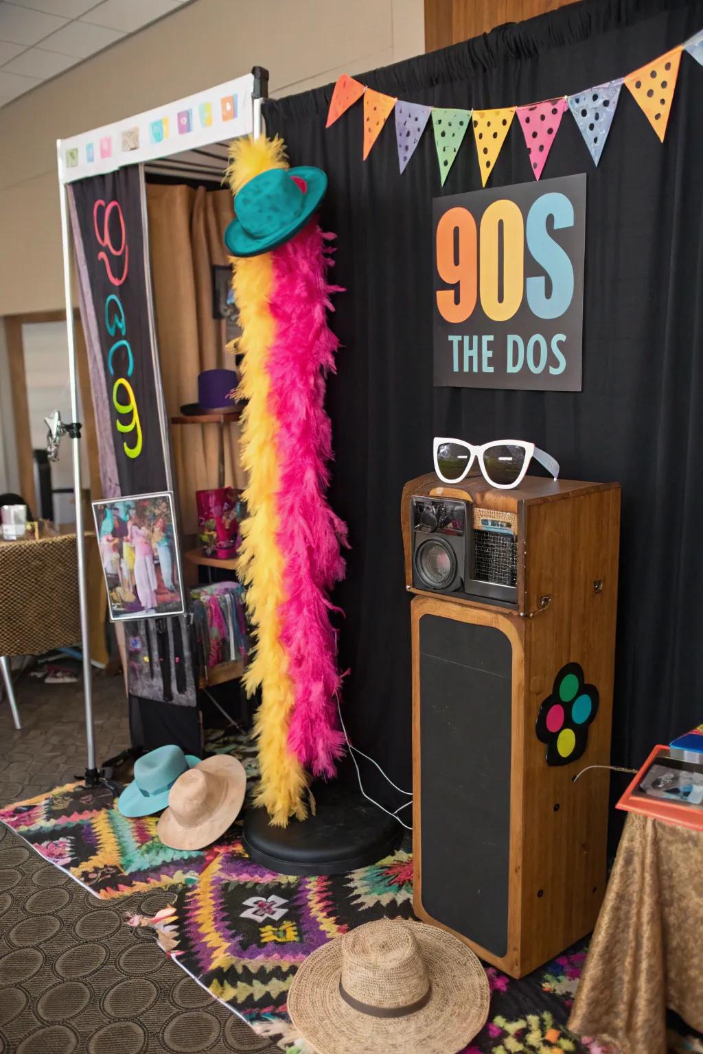 Capture entertaining snapshots with a vintage 90s-themed corner.