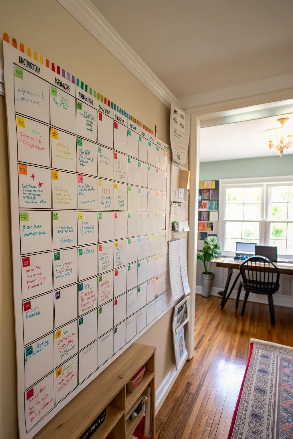A lively color-coded calendar for effortless organization.