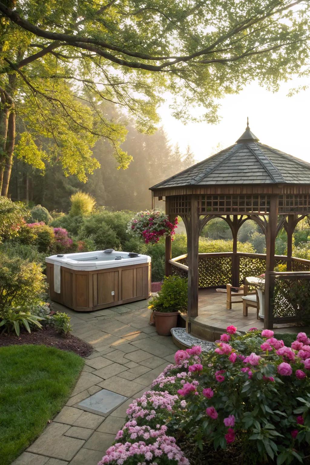 A gazebo seamlessly combined with nature.
