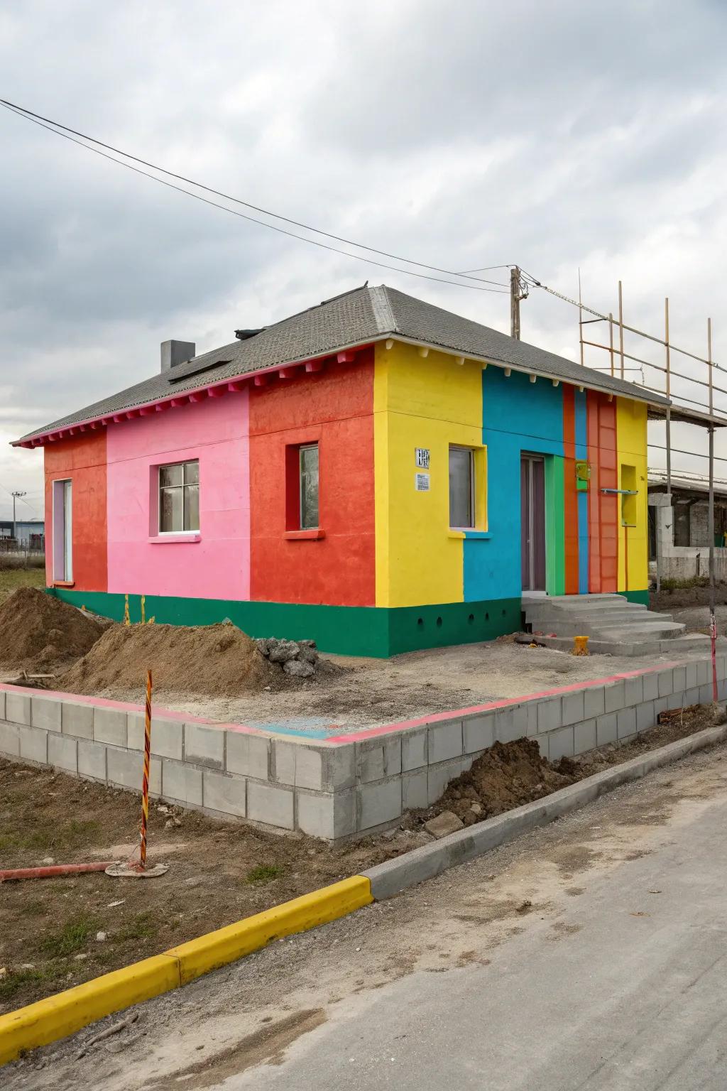 Bright paint turns this foundation into a statement piece.