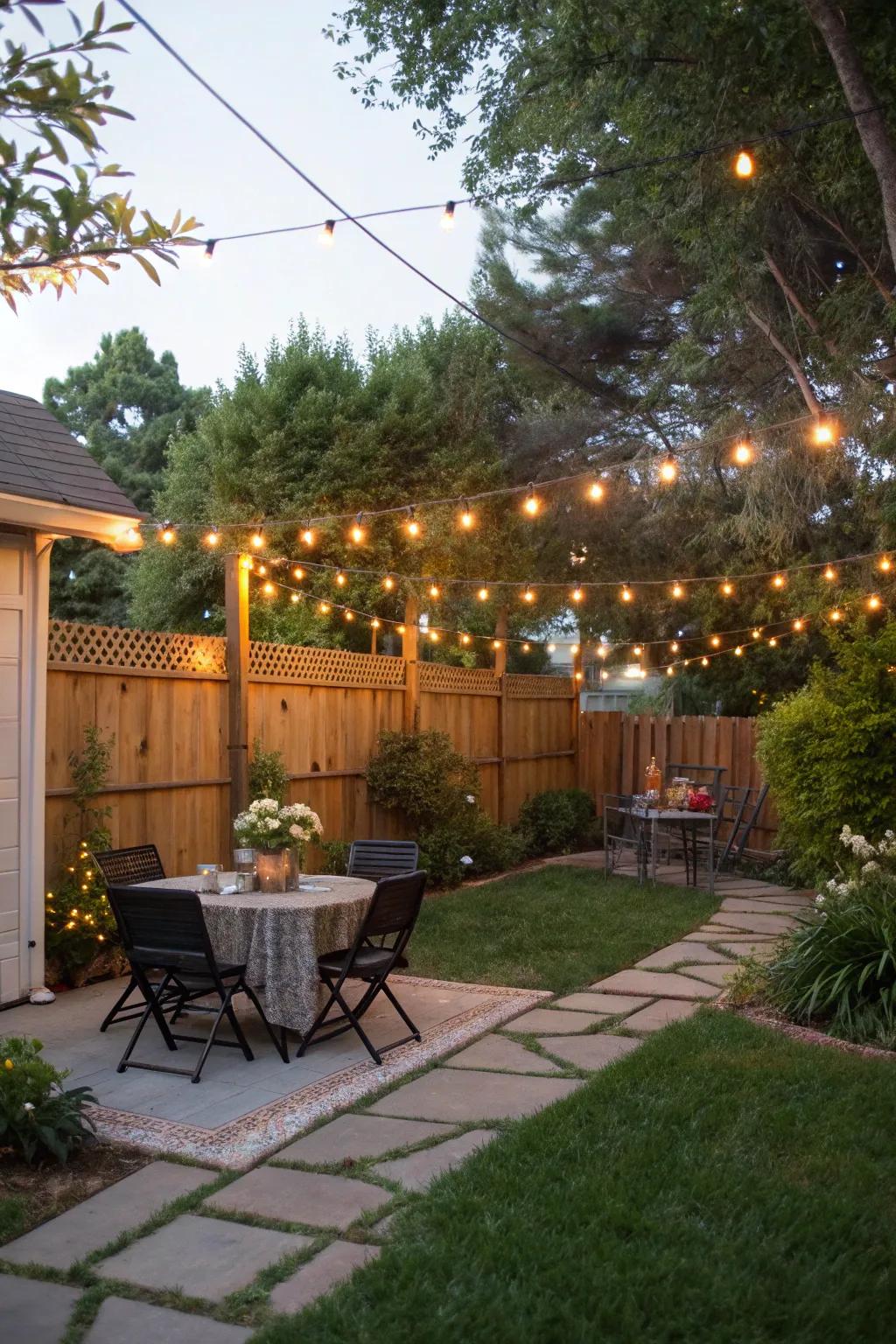 Enchanting fairy lights setting the ambiance for a housewarming event