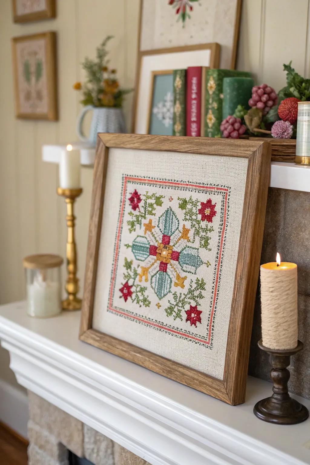 Cross stitch on frame canvases adds texture to your décor