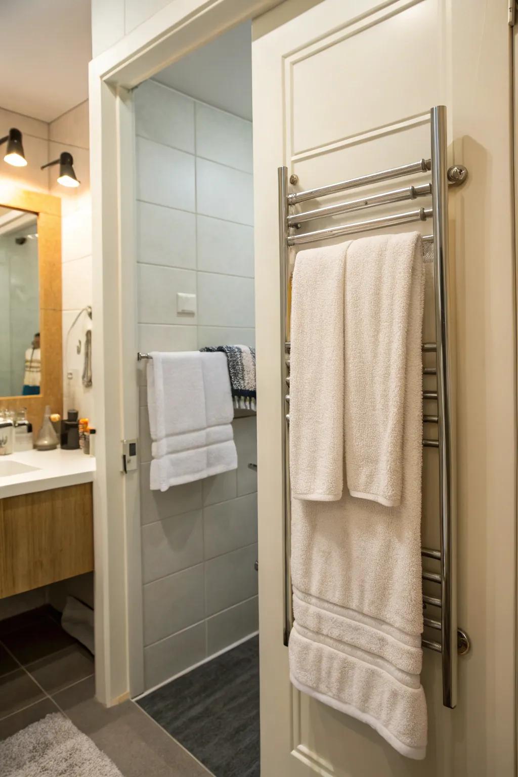 Maximize your space using racks that go over the door.