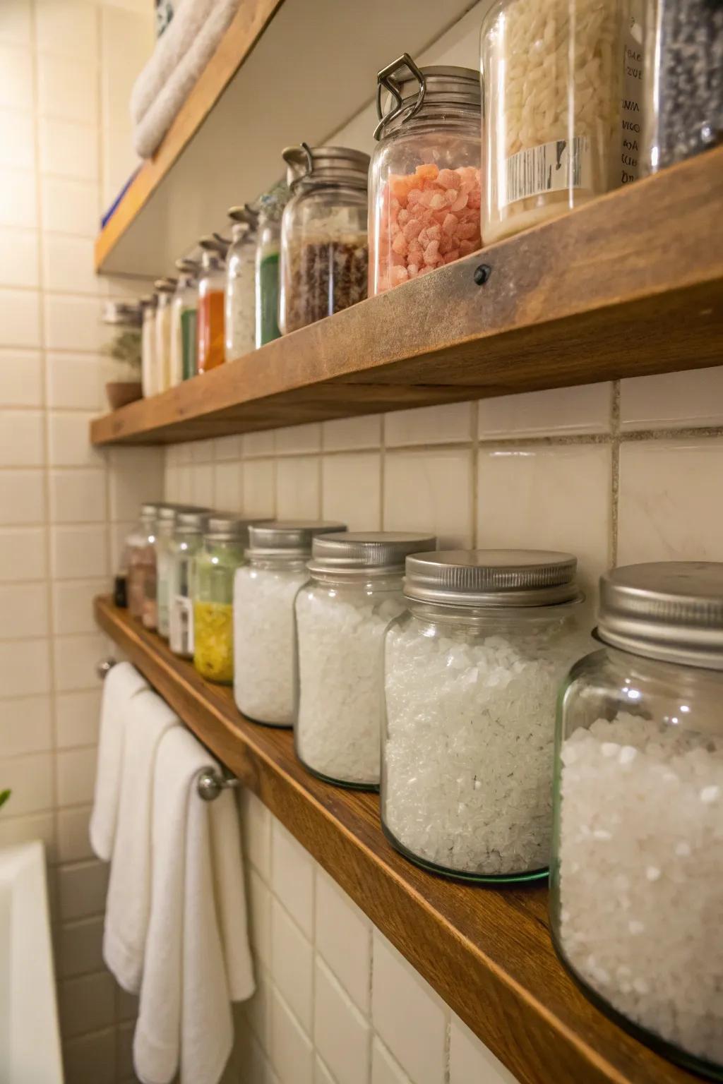 Attractive shelf display with various Epsom salts