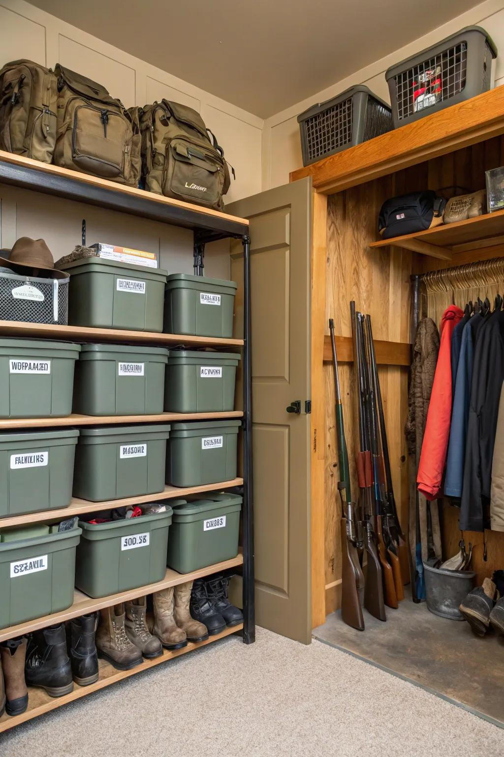A labeling system helps keep everything well-organized and easy to find.