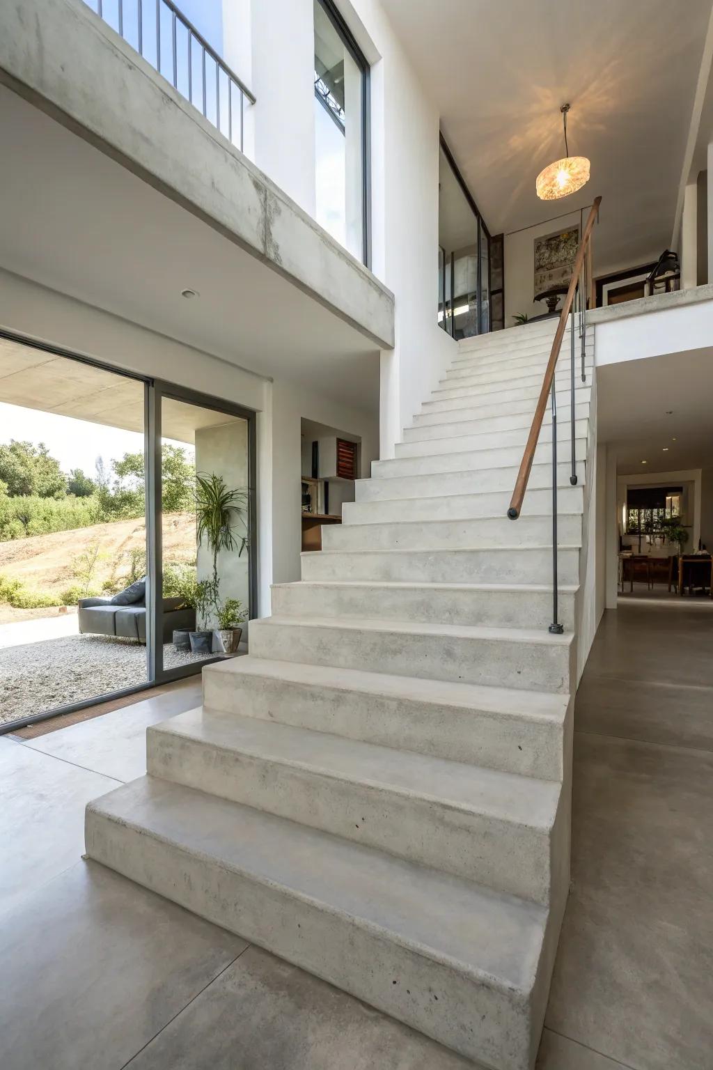 Polished and modern concrete steps reflecting an understated style.