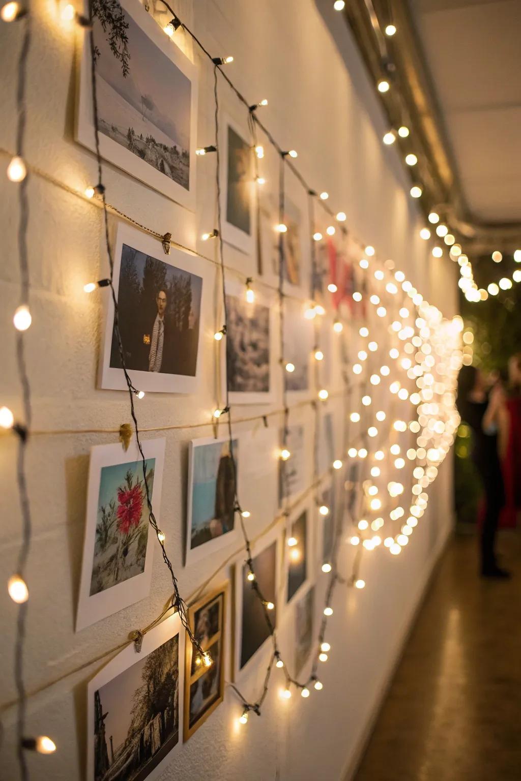 For a stunning display, showcase your artwork with decorative mini-lights.