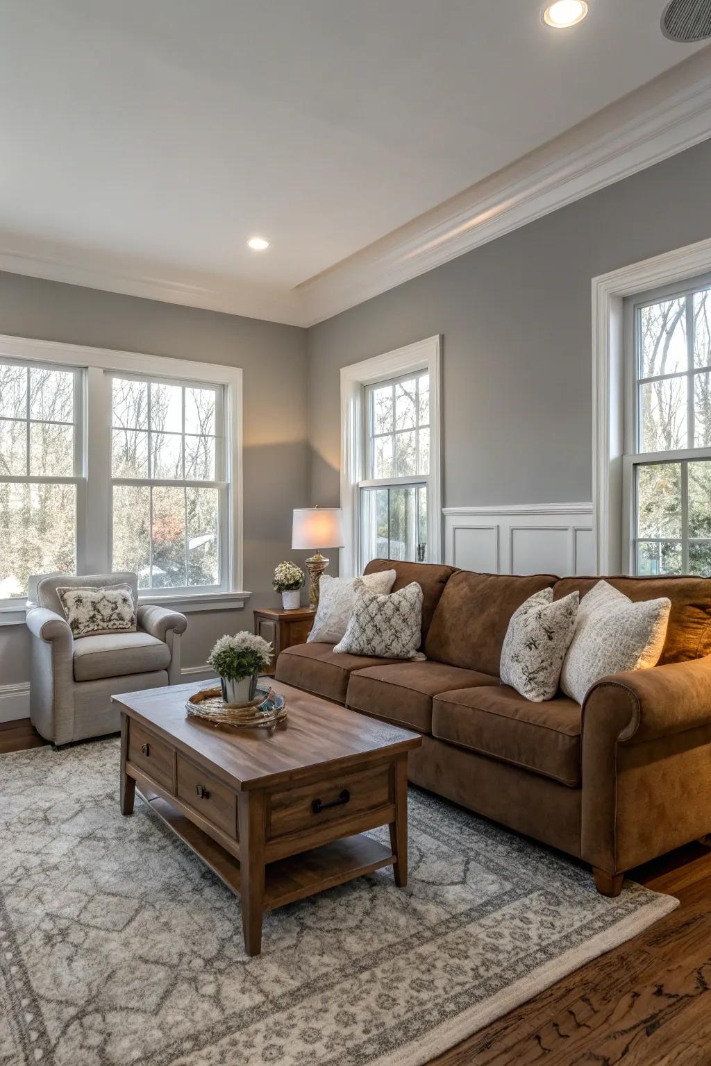 Neutral colors fashion a cohesive and tranquil atmosphere.