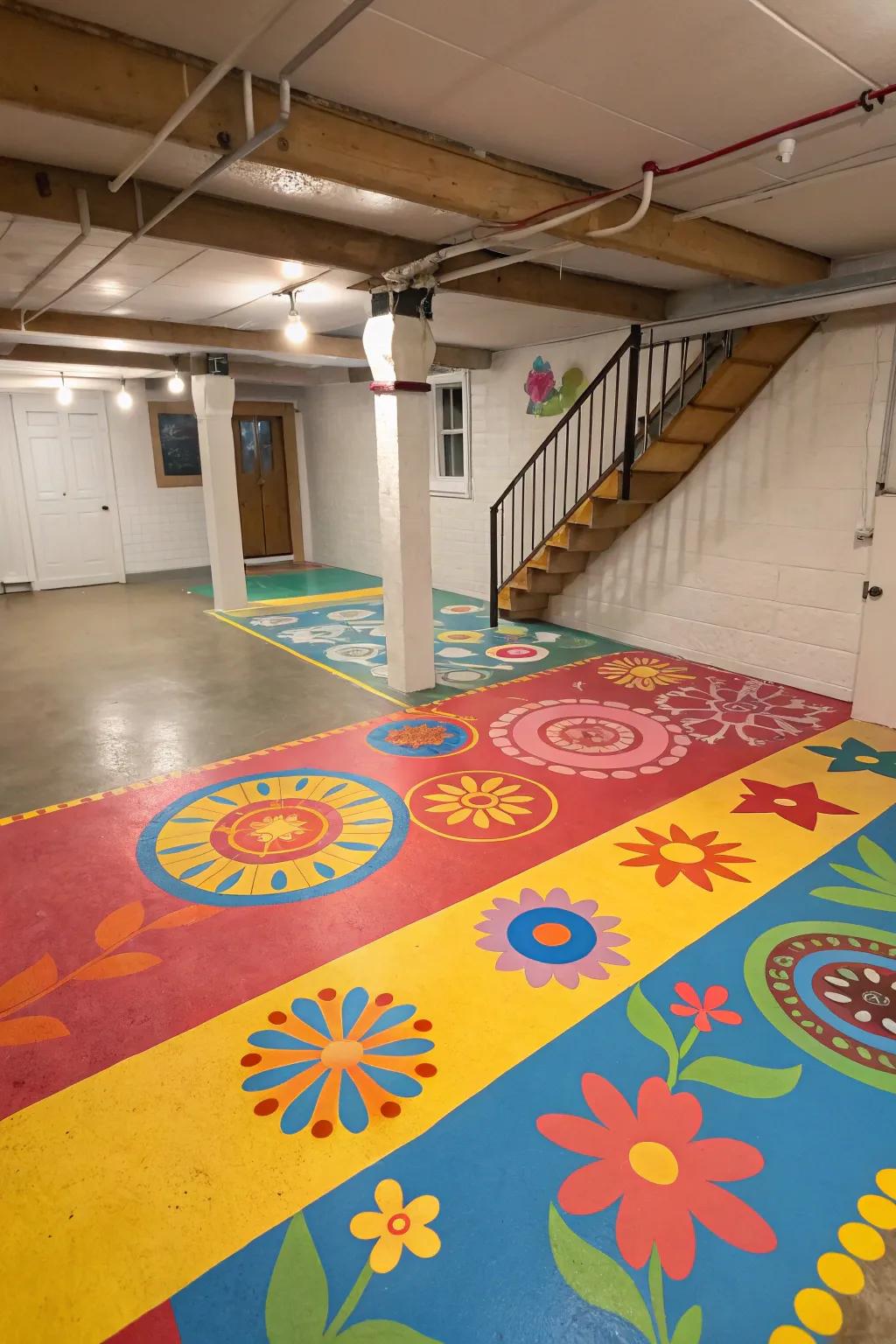 Painted concrete floors deliver a burst of ingenuity.