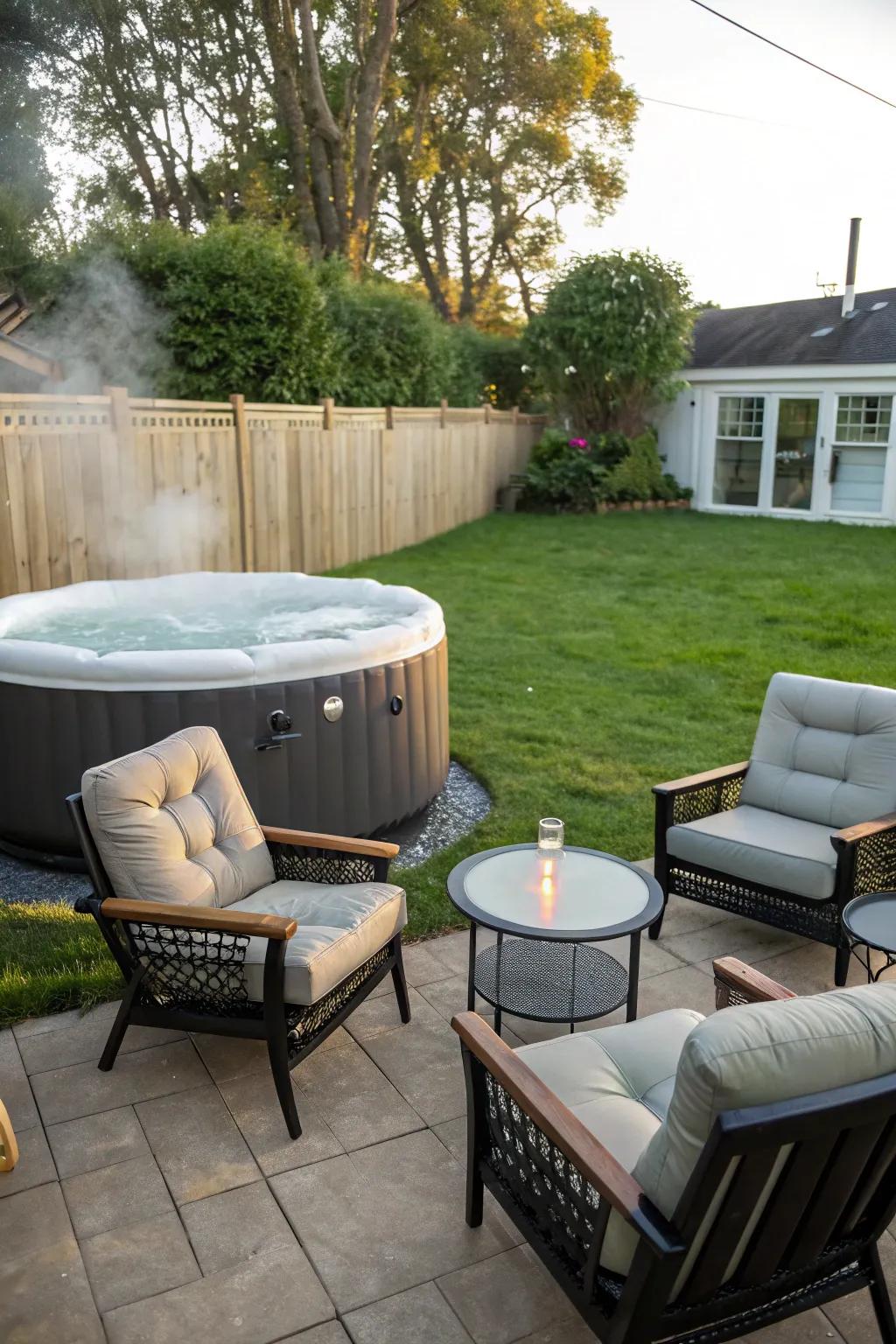 Comfortable seating enriches the bubbly spa experience.