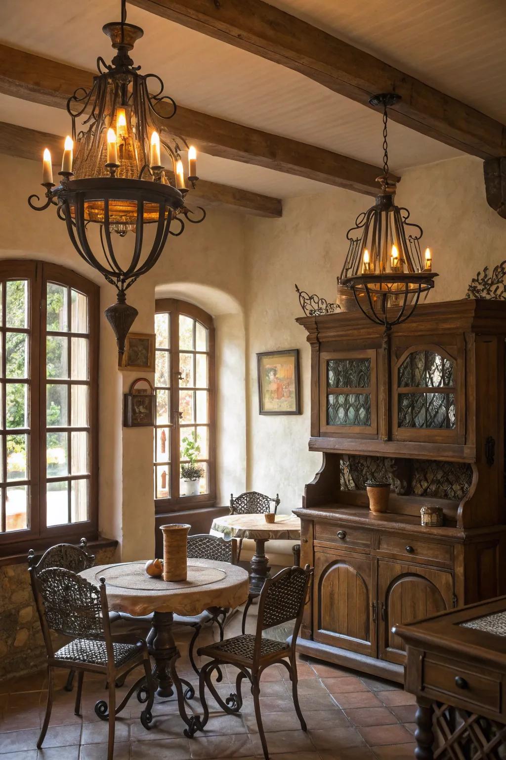Country and antique accents deliver an authentic Spanish sensation.