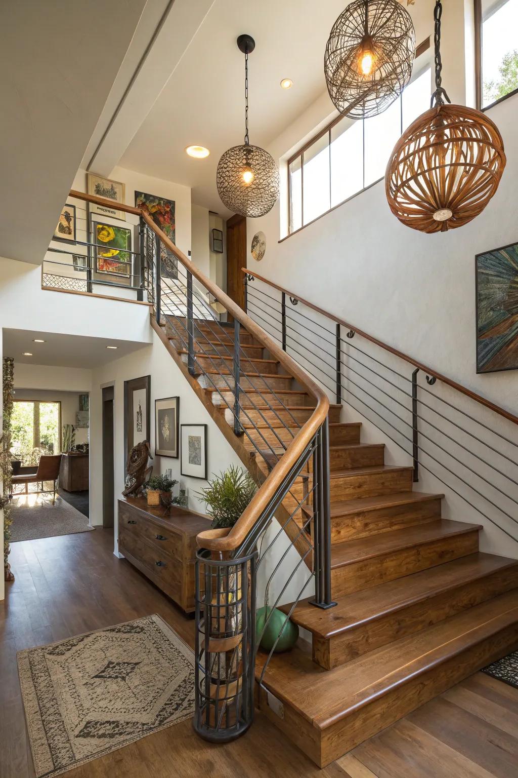 Mixing materials creates a unique and balanced design.