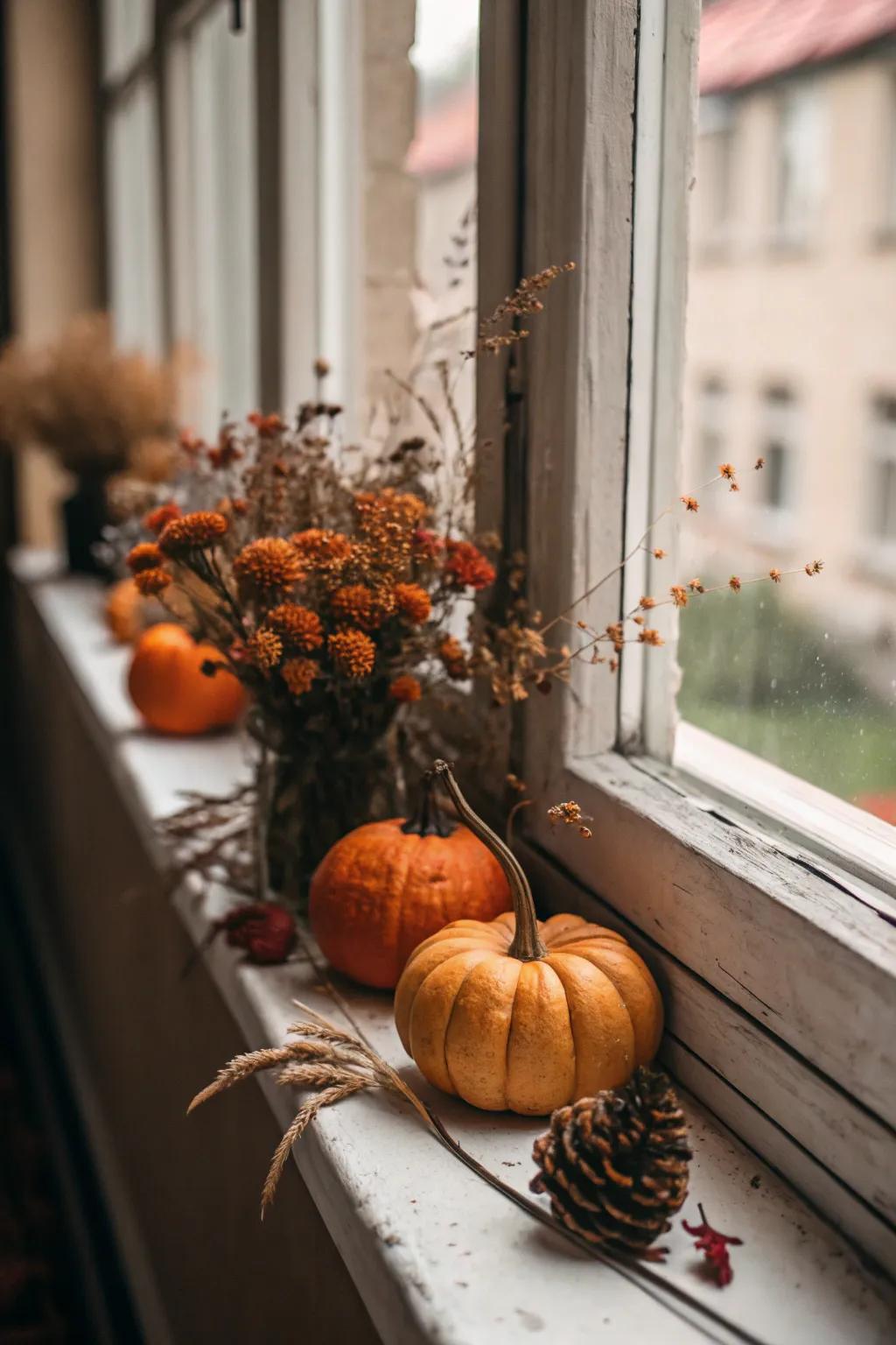 Honor the shifting seasons with themed window sill ornaments.