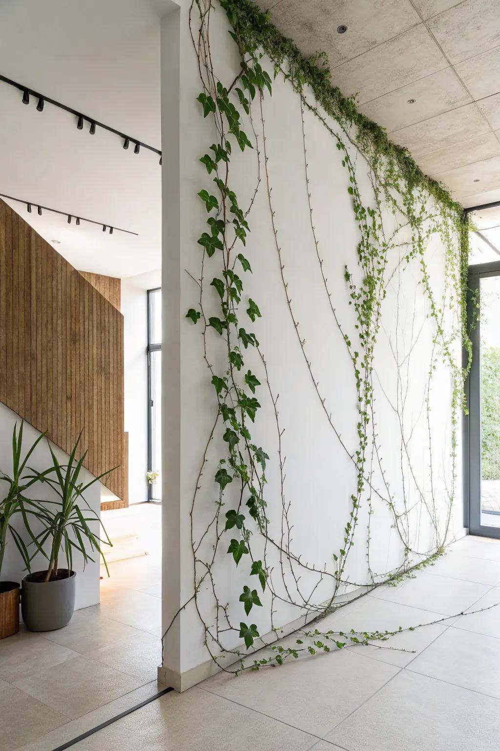 A minimalist green wall delivering a chic and understated design.