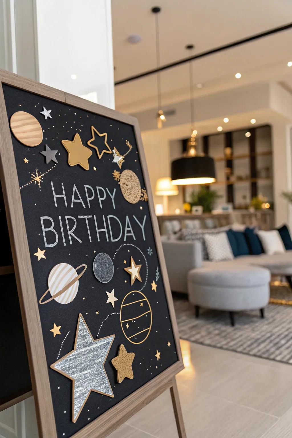 A celestial-themed birthday board capturing the magic of July nights.