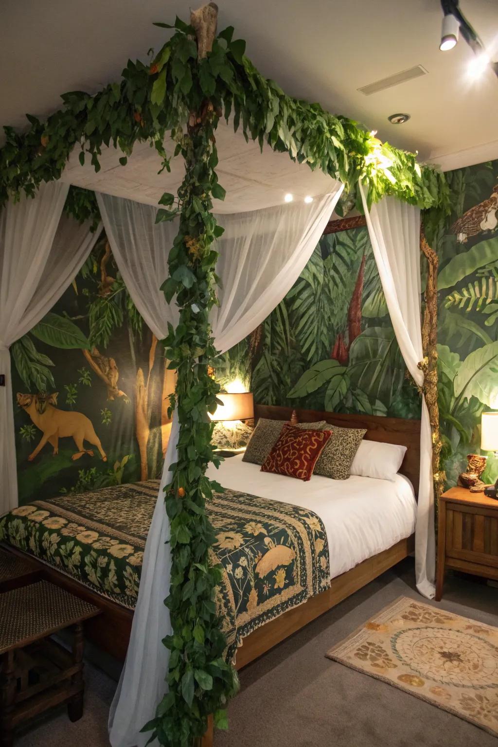 Canopies evoke an adventurous and intimate jungle camp vibe.