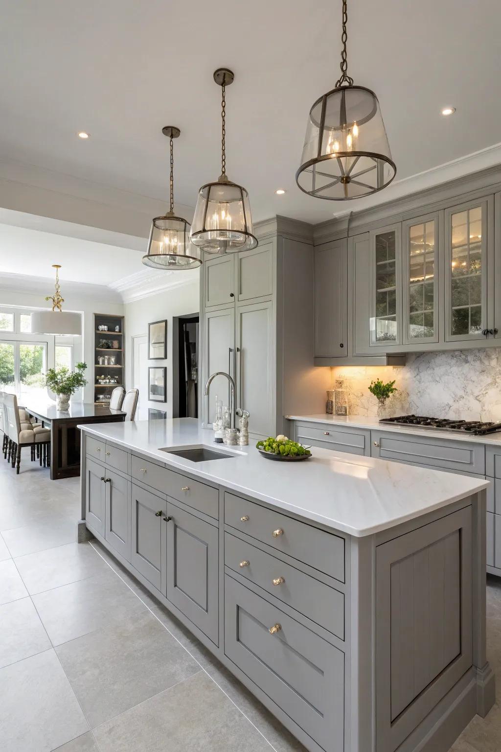 Silver cabinets infuse a modern and versatile touch into any kitchen.