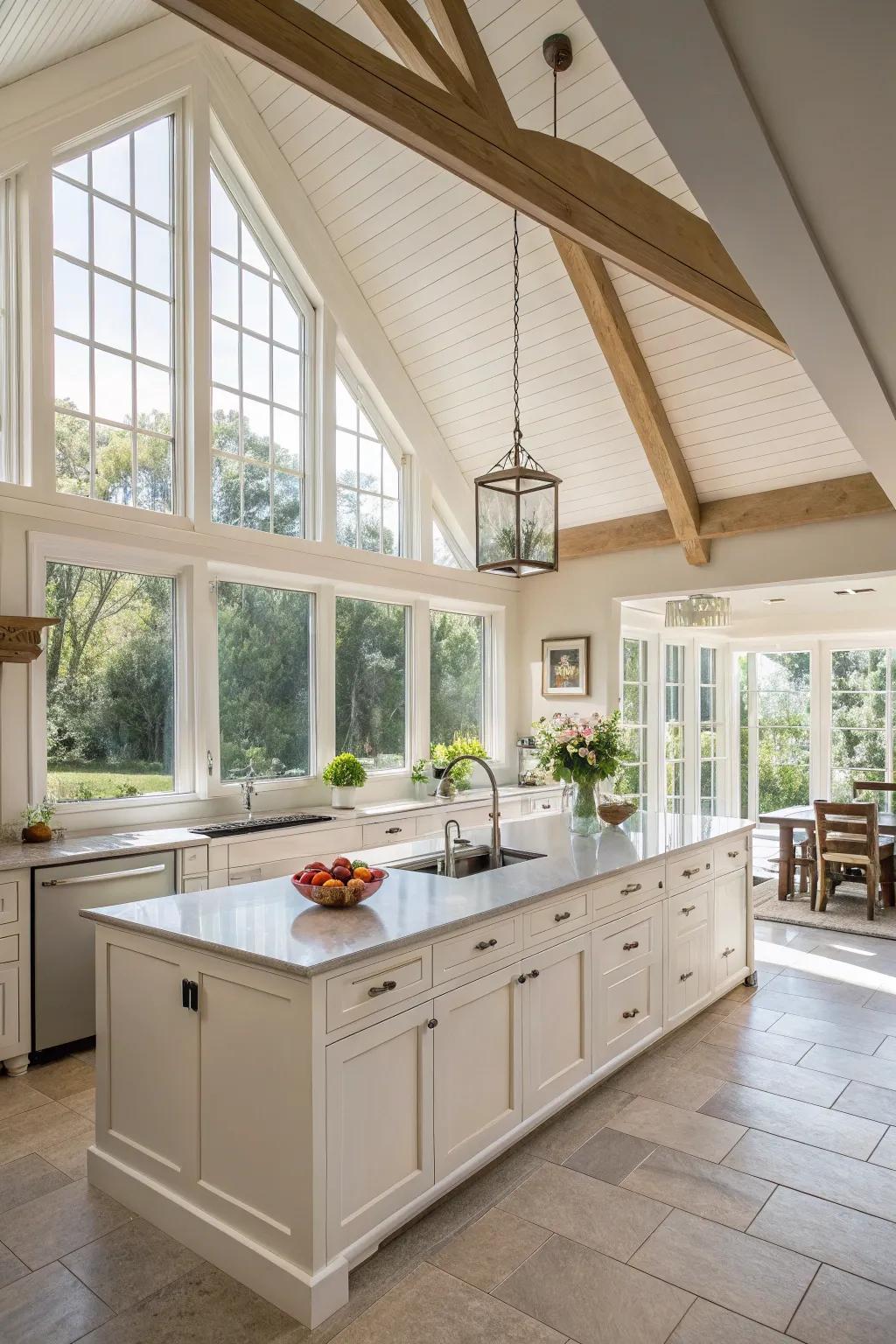 Introduce a sense of grandeur with a stunning vaulted ceiling.