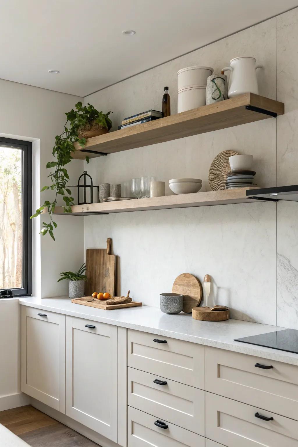 Sleek shelves for a modern, minimalist kitchen.