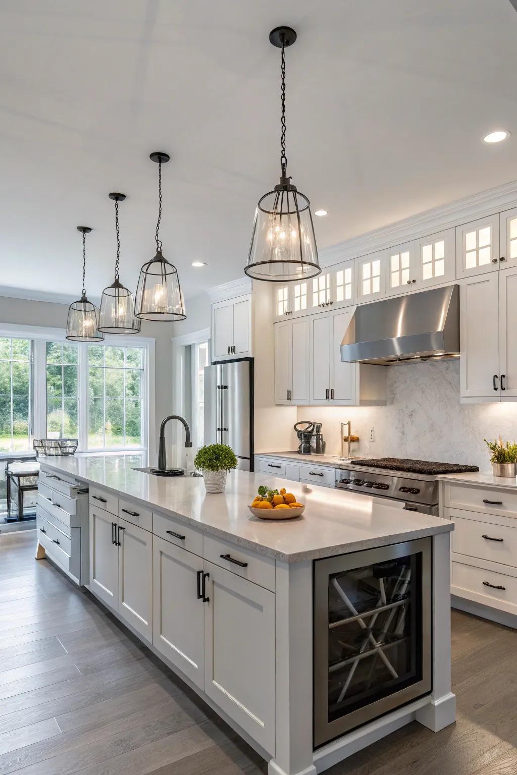 A kitchen that features elegant, modern fixtures.