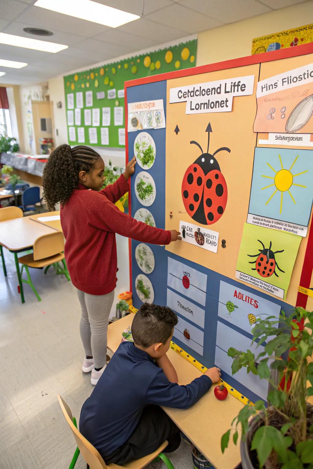 An active ladybug process board that teaches and amuses.