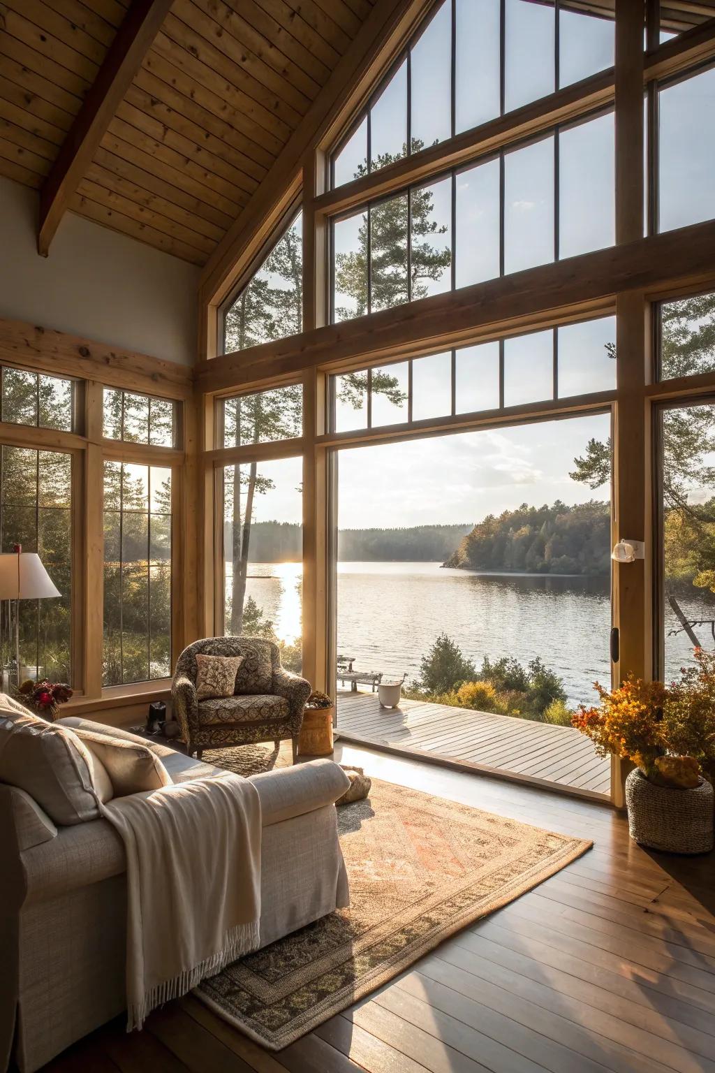 Radiant and airy areas amplify the allure of natural surroundings.