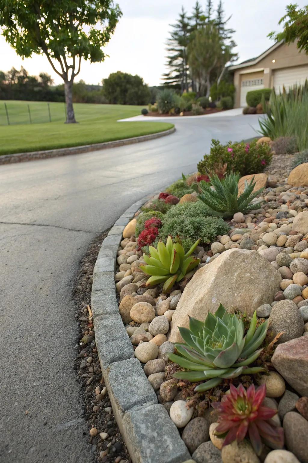 Stone embellishments bring texture and interest to your driveway.