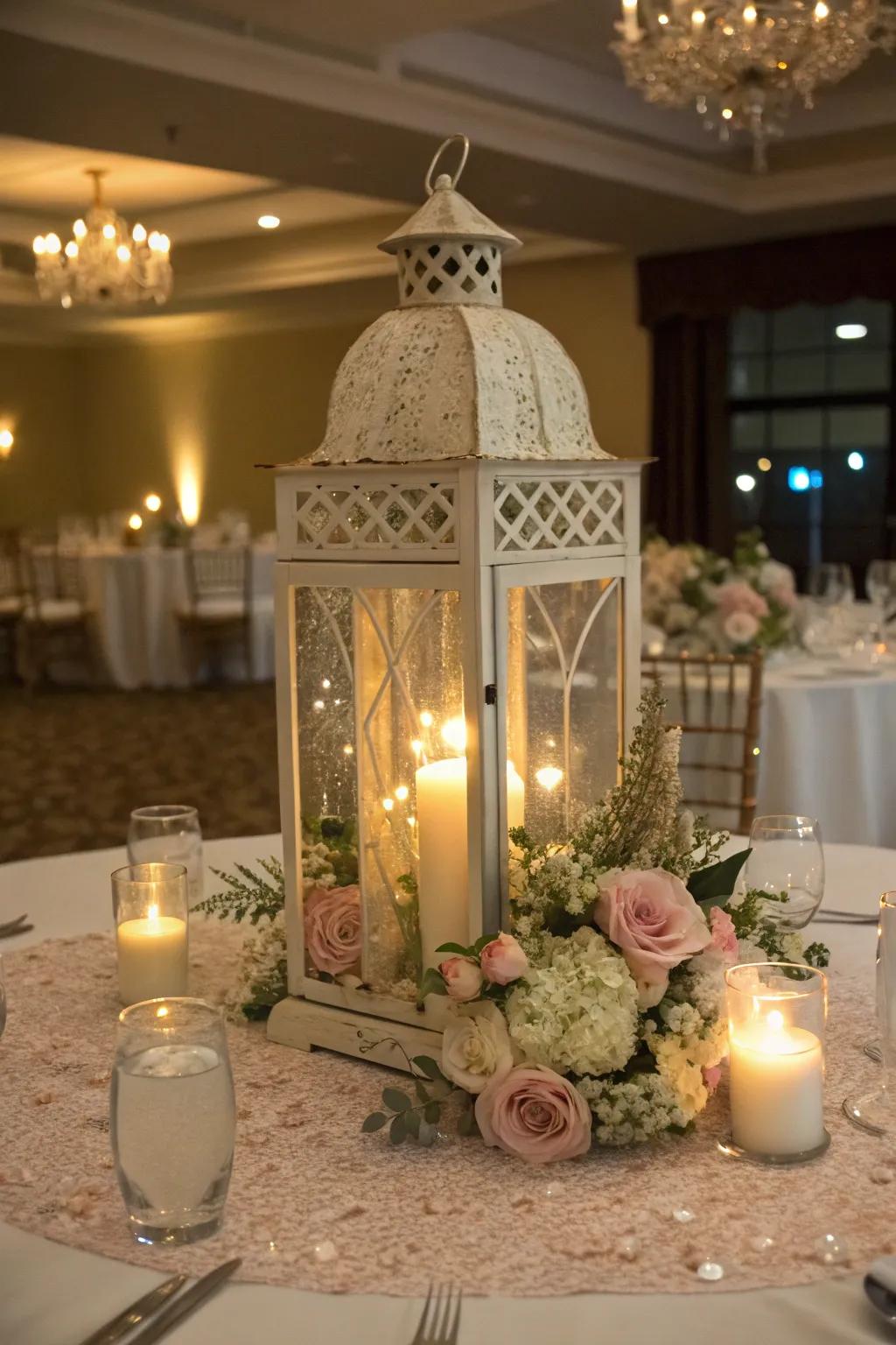 An anniversary-inspired lantern centerpiece.