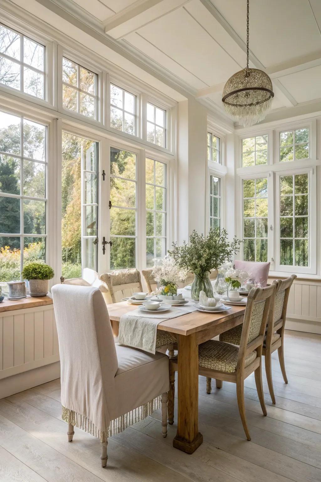 Natural light that enhances the warmth and openness of the dining zone.