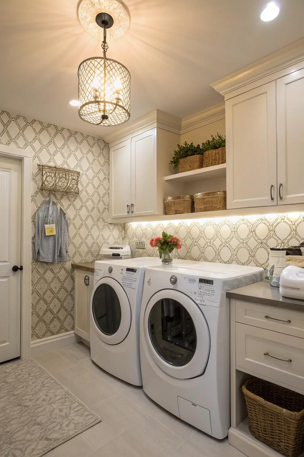 Stylish and aesthetically appealing laundry room.