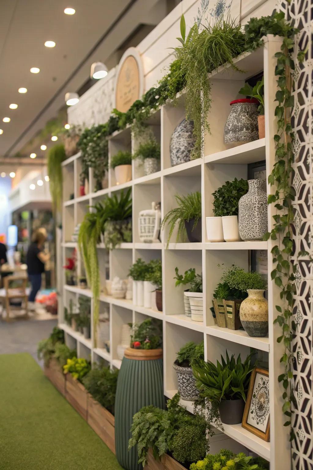 Shelving units offer both storage and style, enhancing any large wall.