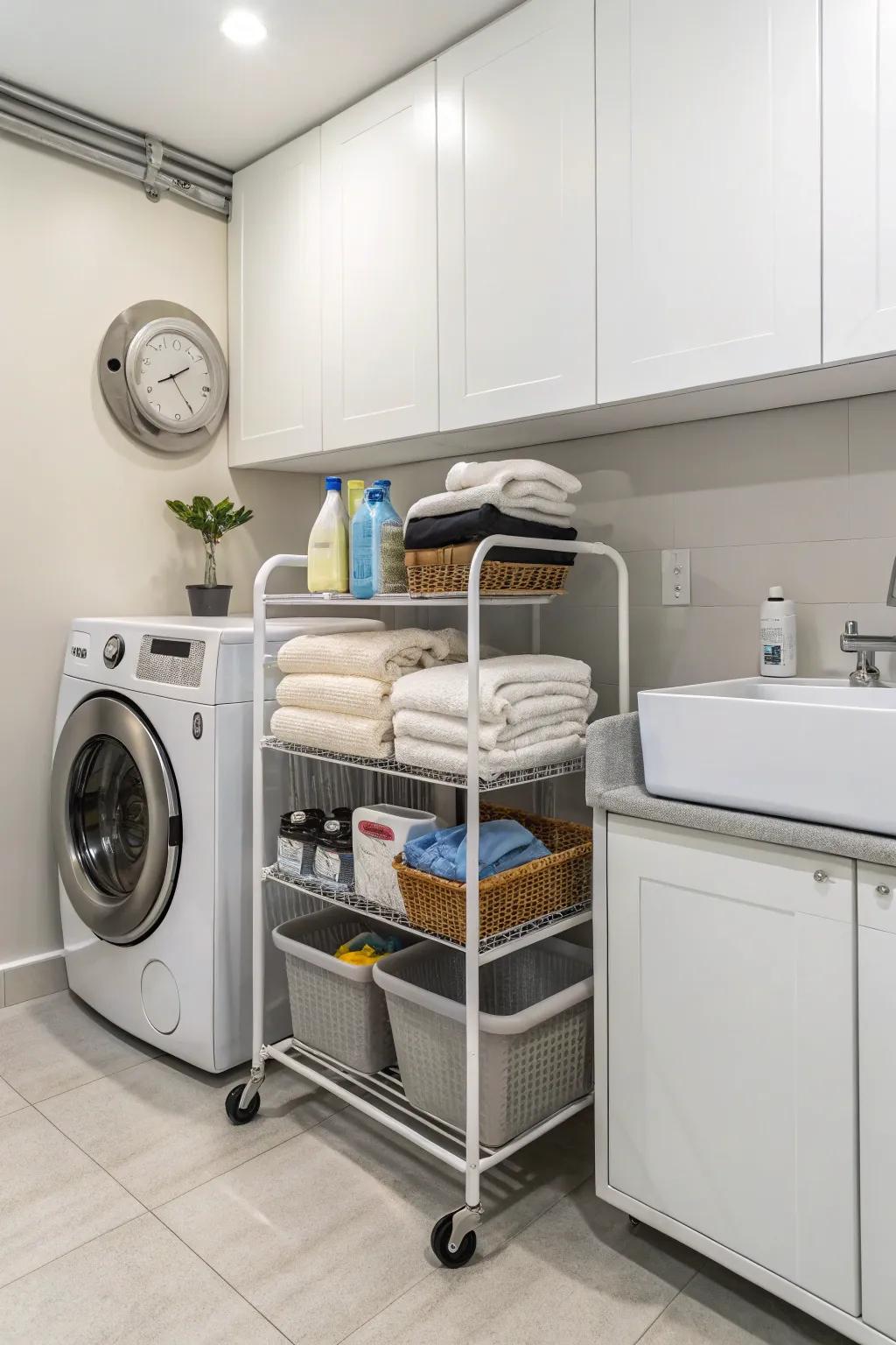 With a slim portable cart, make the most of every available space.