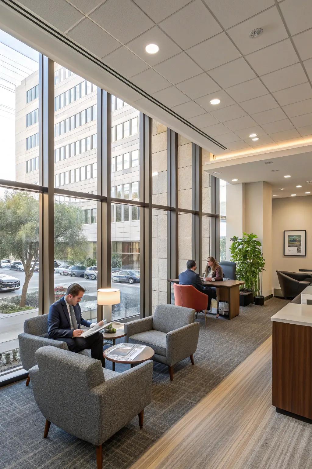 Comfortable seating is key to an inviting office.