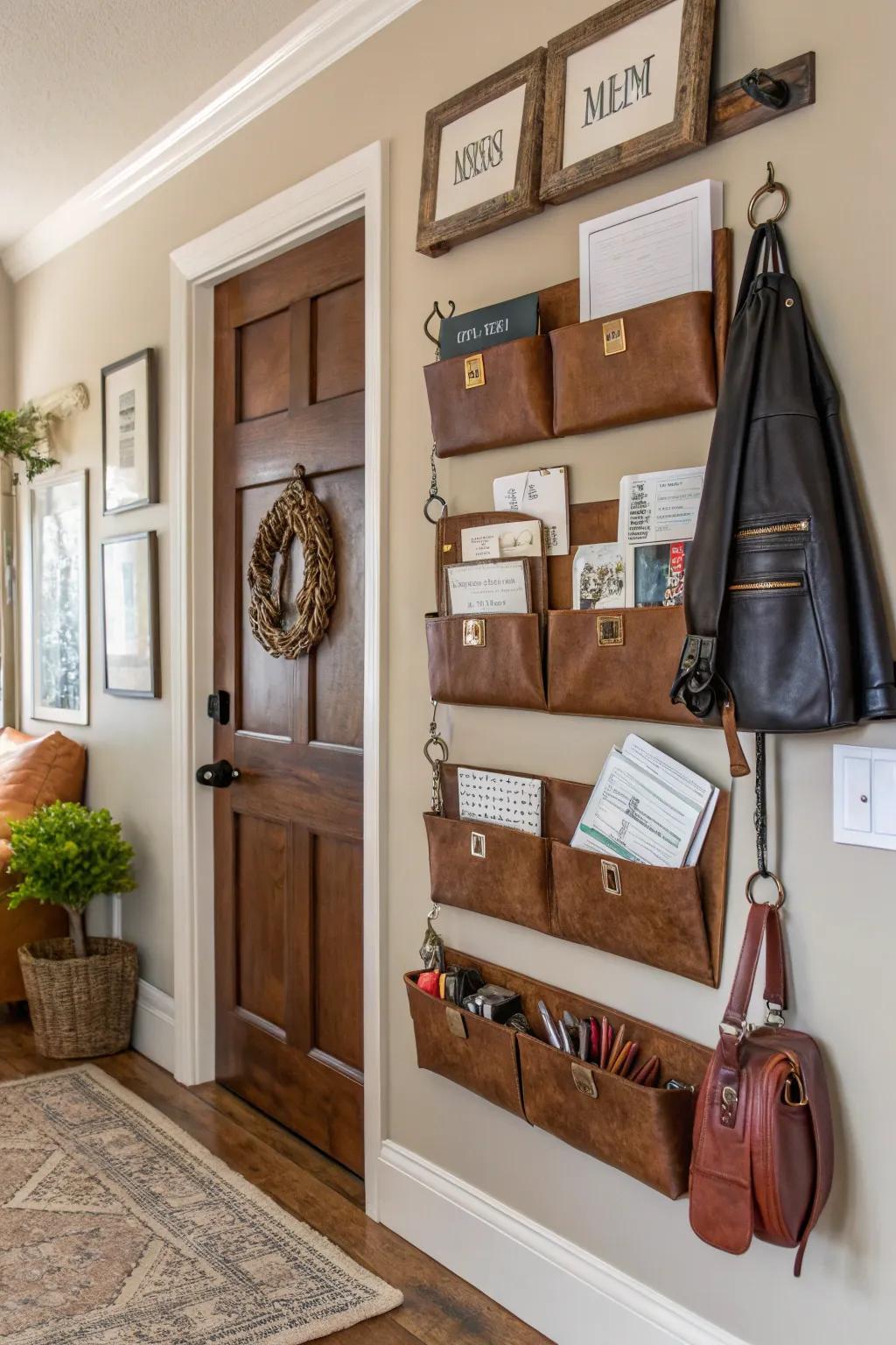 Keep must-haves close at hand with hide wall envelopes.