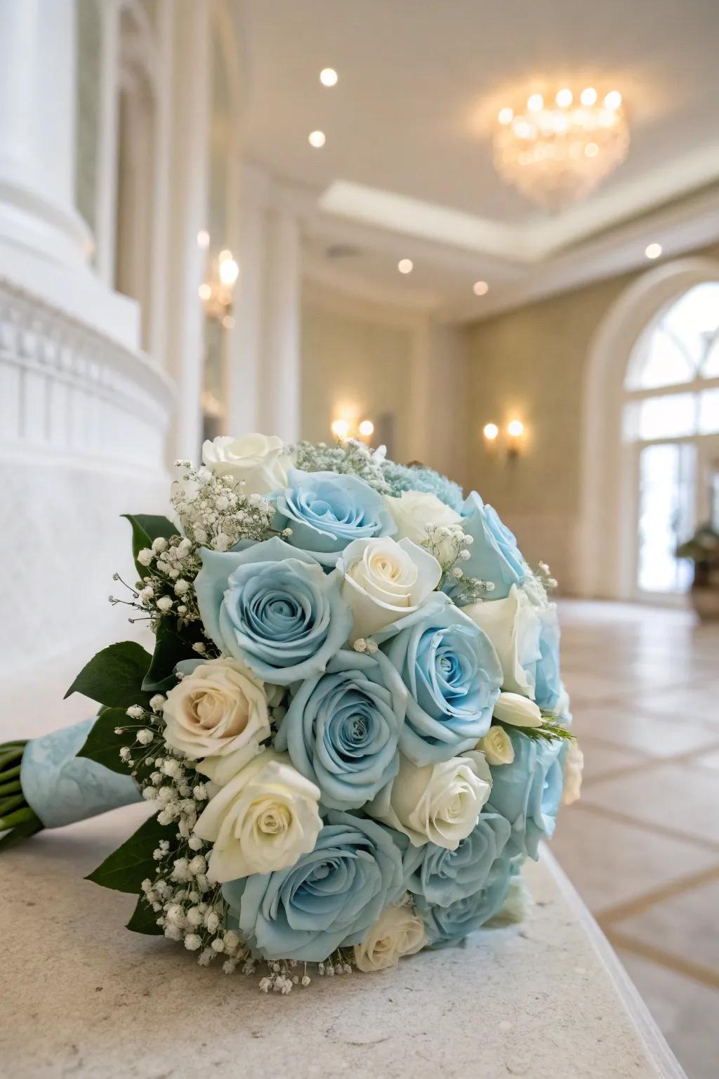 An elegant bouquet of pale blue roses.