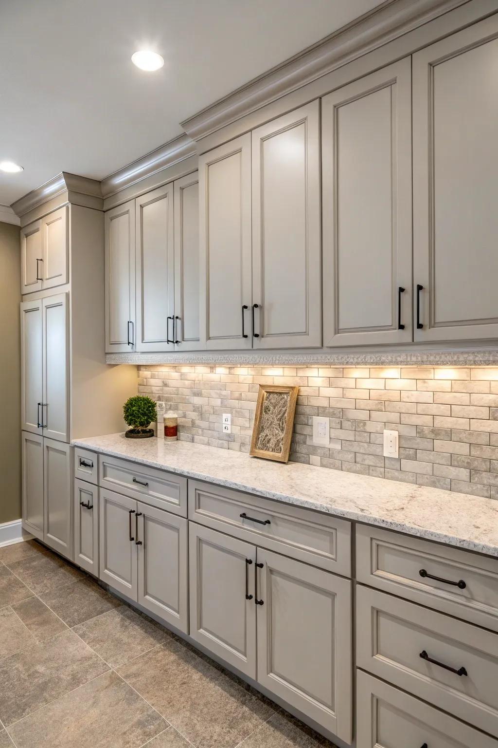 Understated shades foster a harmonious kitchen environment.