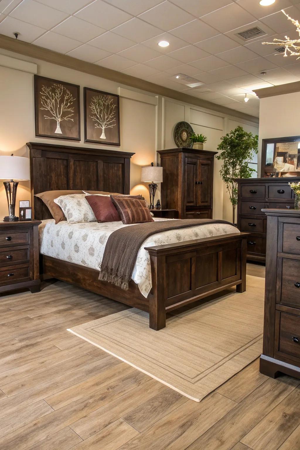 Deep furnishings create contrast with bright timber flooring.