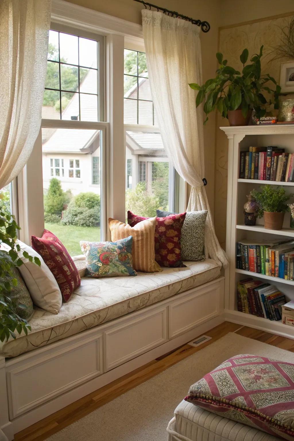 A tranquil window perch delivering an ideal locale for unwinding.