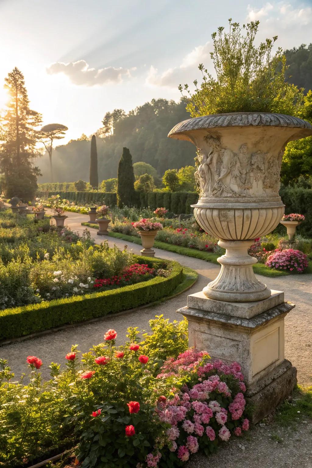 Decorative accents that bring character and charm to a low-maintenance garden.