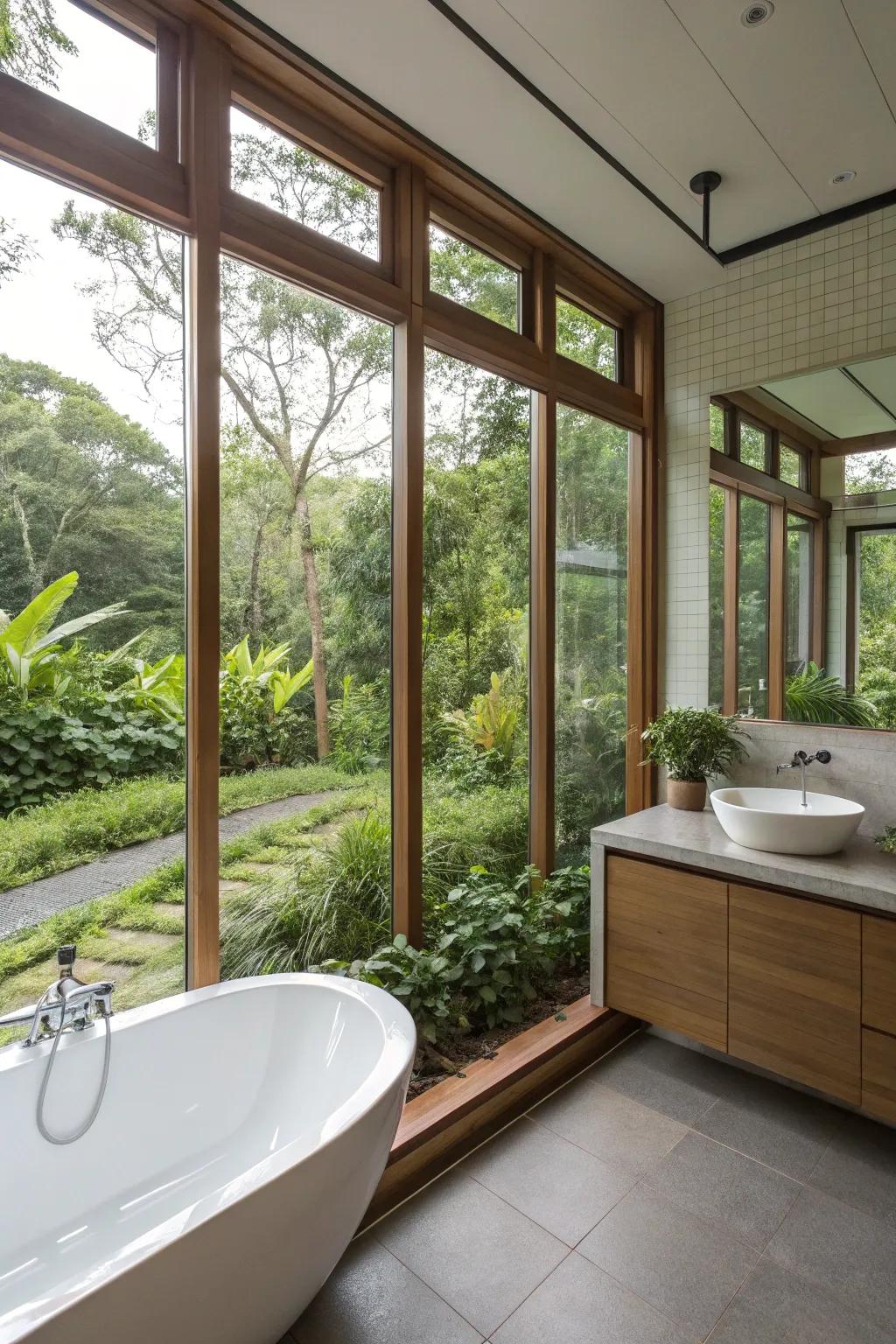 Wide windows supply natural light and attractive views.