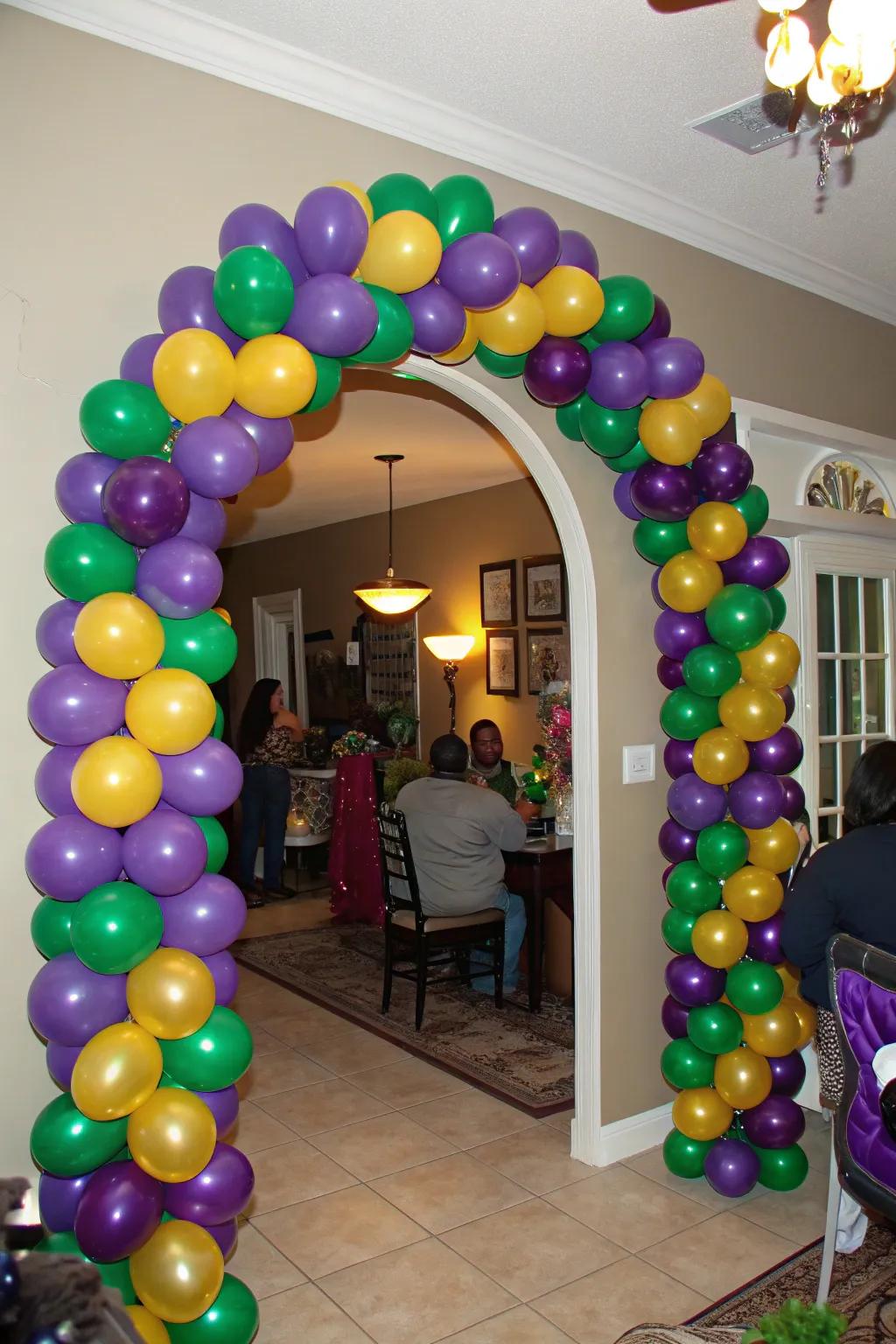 A striking balloon arch sets a celebratory mood right at the entrance