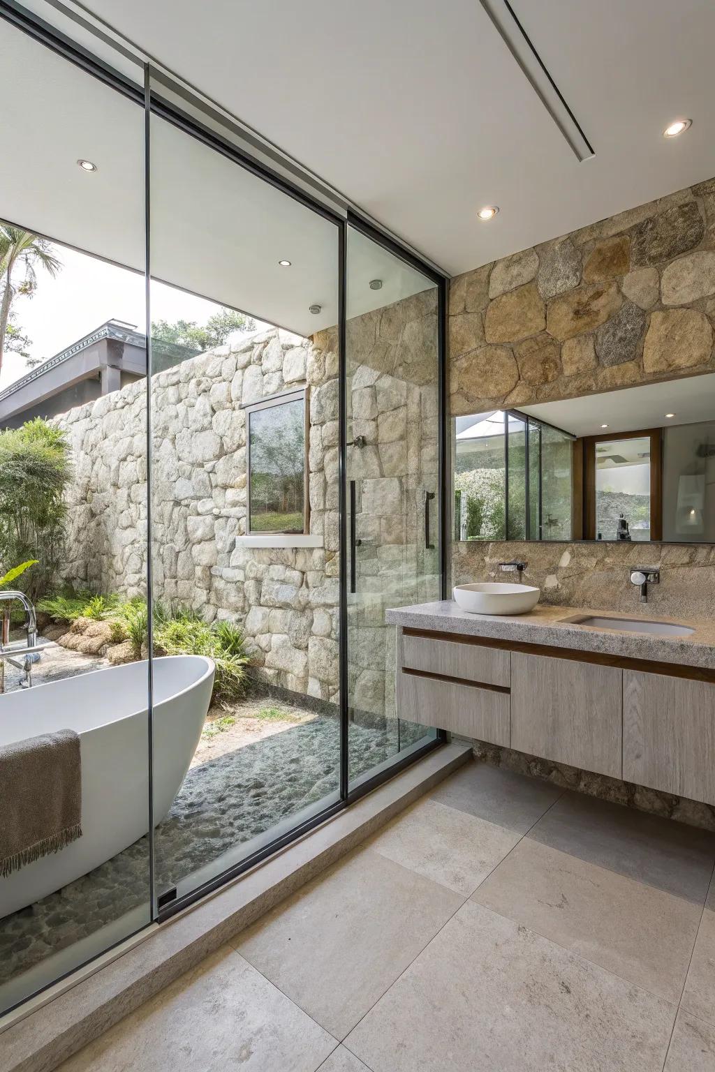 Polished elements such as crystal and mineral stone combine for a modern finish.