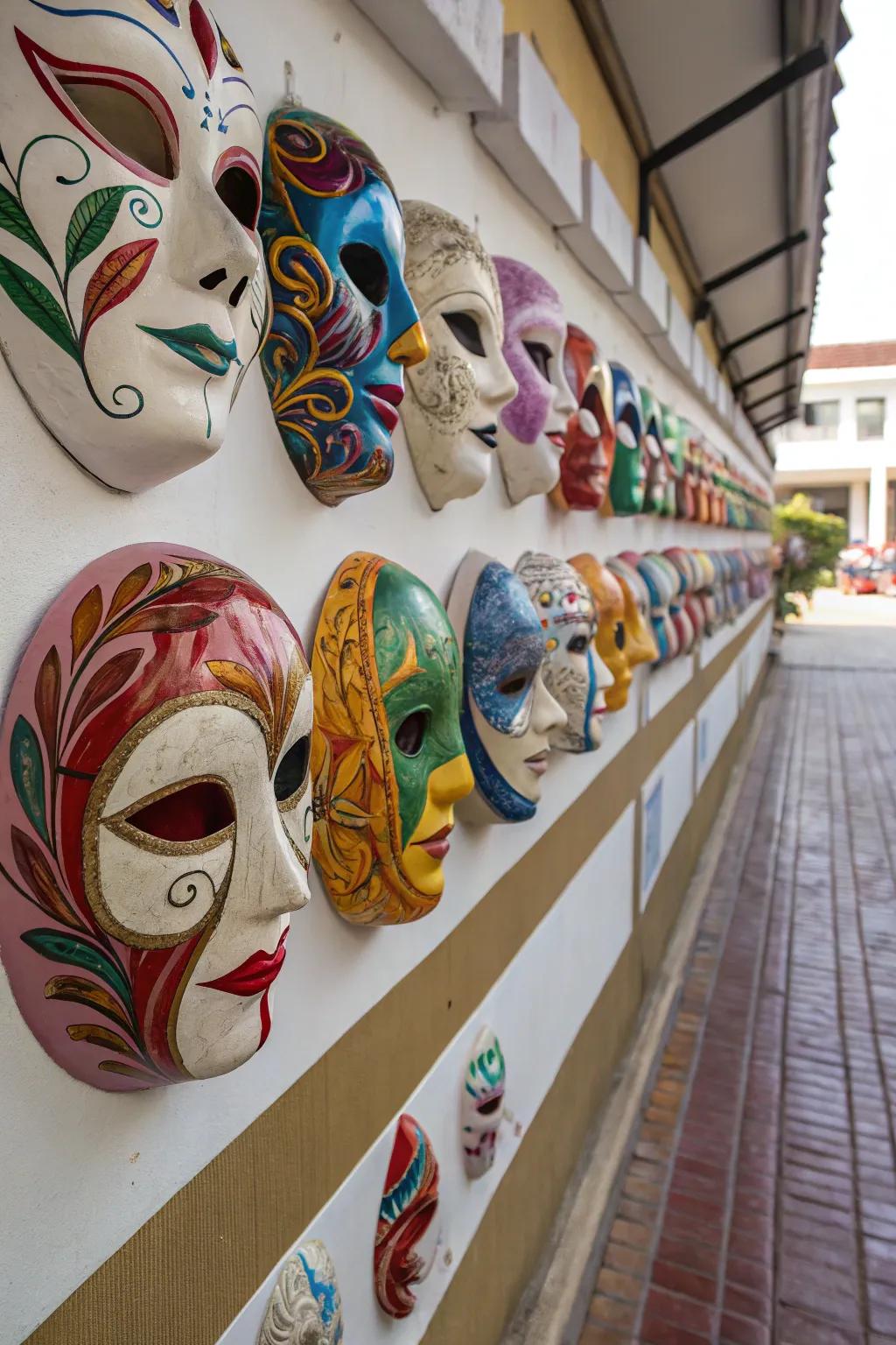 A grouped collection of masks delivers a harmonious look.