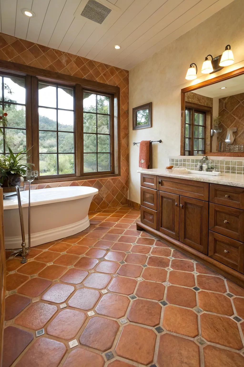 Terracotta tiles contribute country-style warmth.