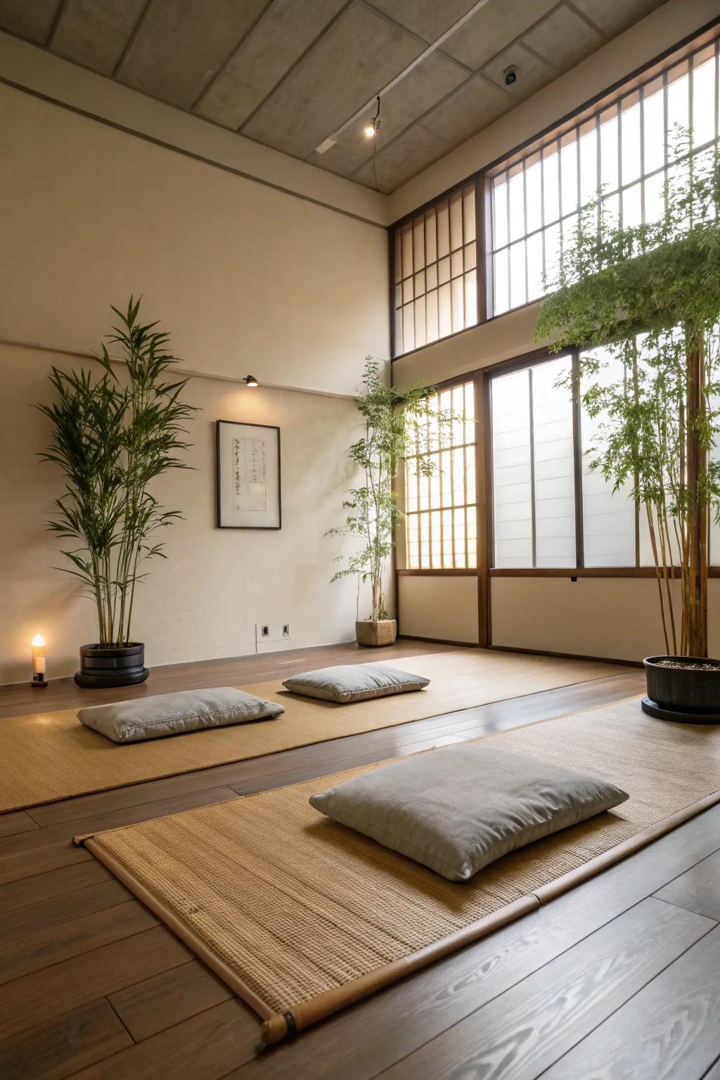 Minimalist decor helps keep your meditation space free of clutter.