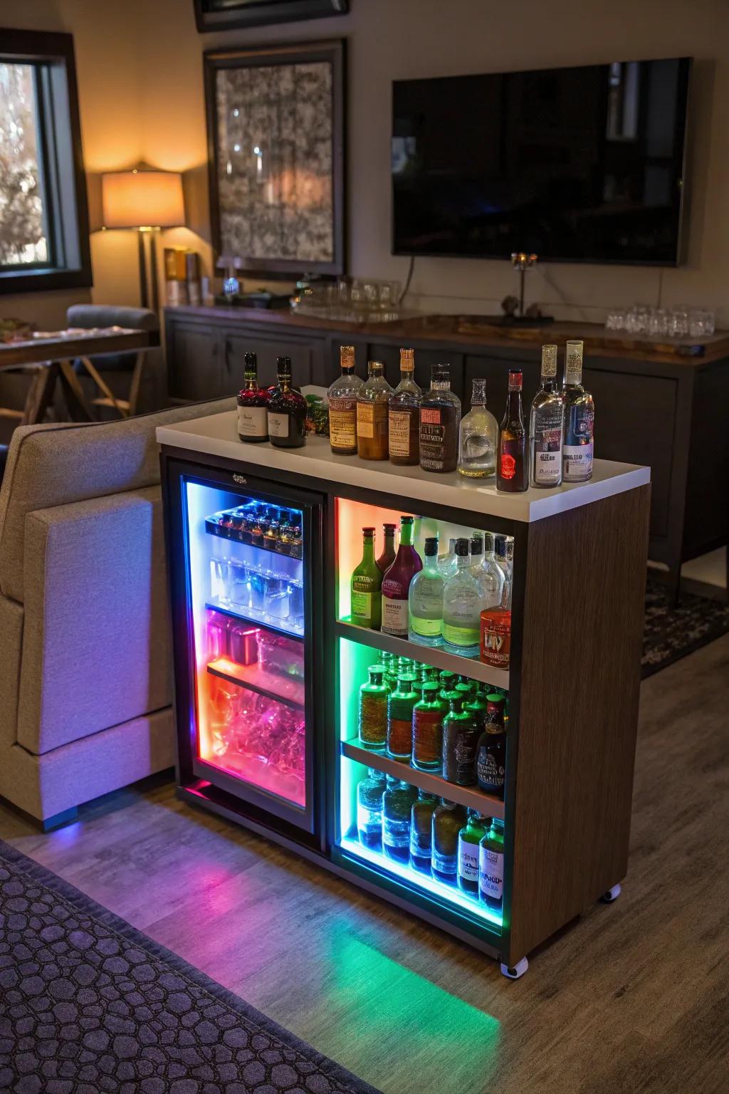 Chromatic LED pops create an energetic mood.