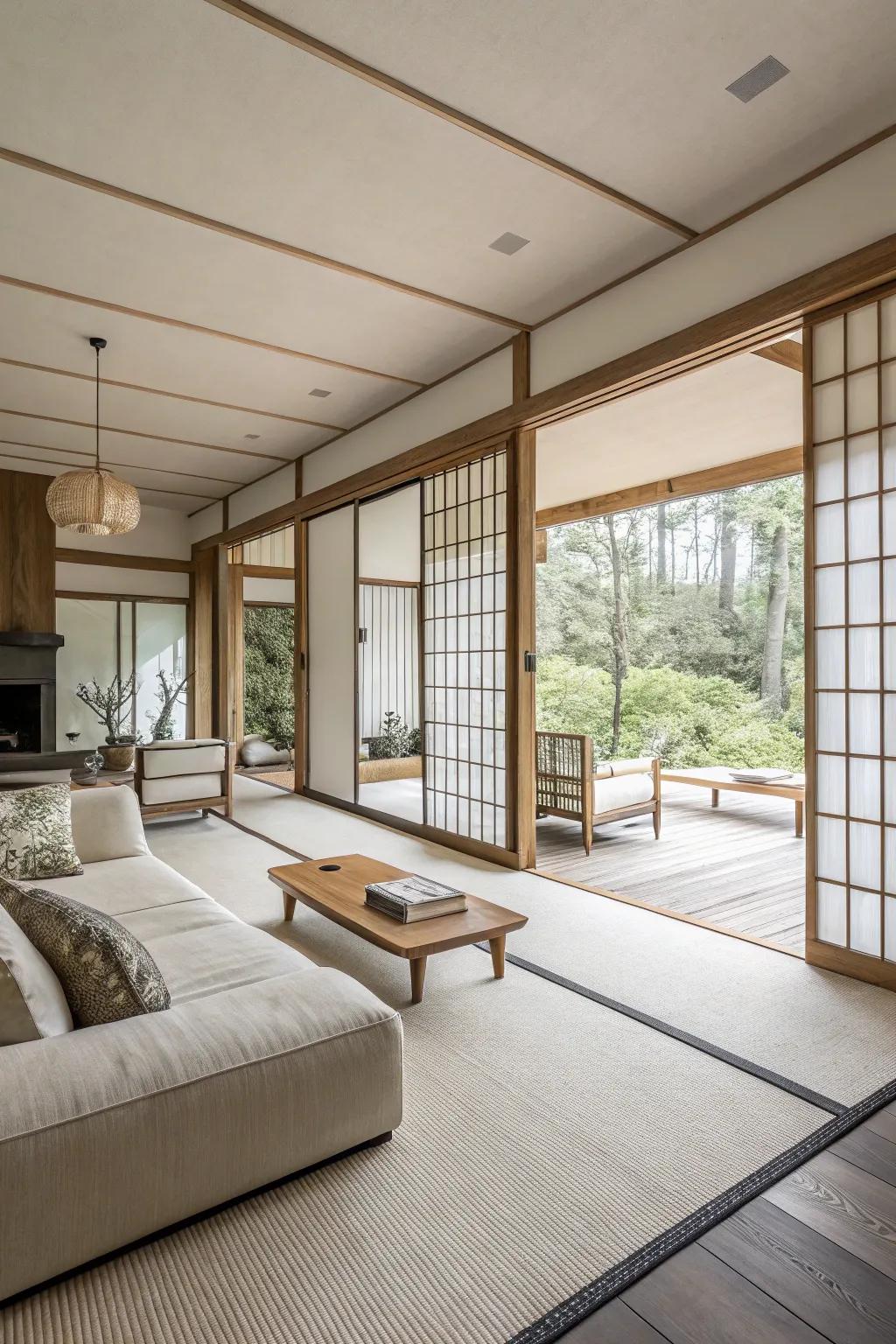 Open spaces in a minimalist living room enhance the sense of freedom and flow.