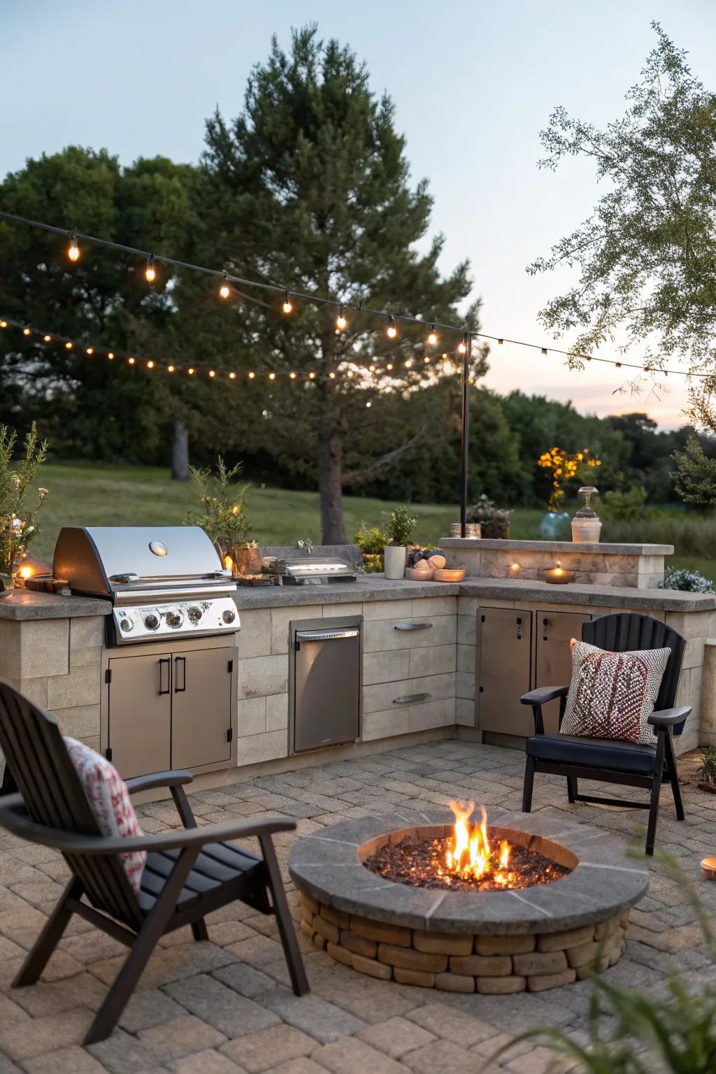 An open flame introduces warmth and atmosphere to your BBQ zone.